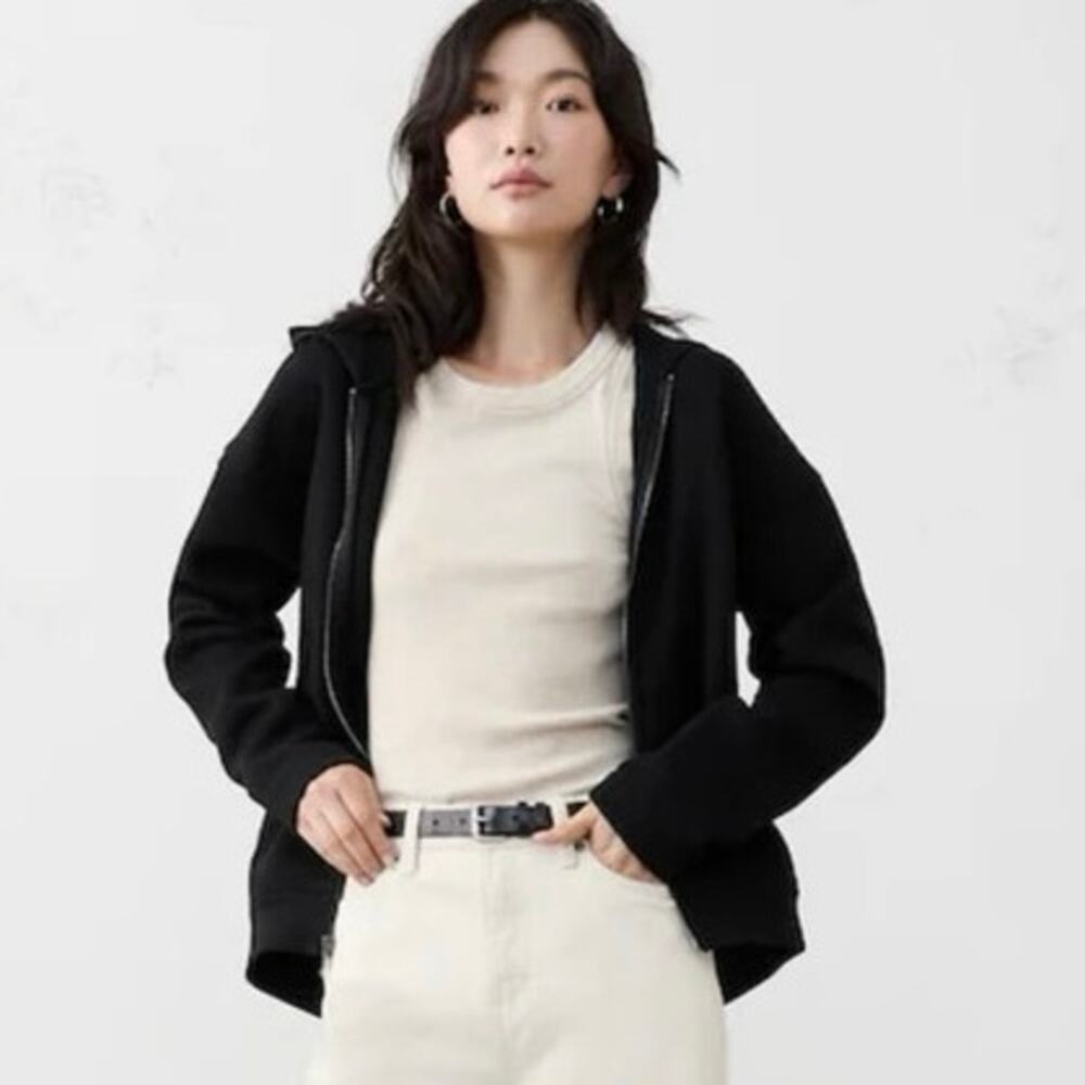 Banana Republic Women’s Size L Weekender Full Zip Hoodie Sweatshirt Black